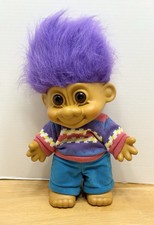 Vintage Large Russ Troll - 17  - Purple Hair/Has Original Clothes -