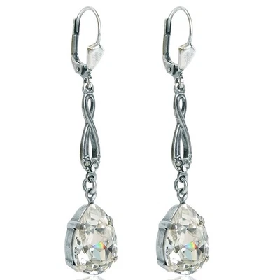 NOBEL Jugendstil Ohrringe Markenkristallen Silber Tropfenanhänger Unendlichkeit NOB...