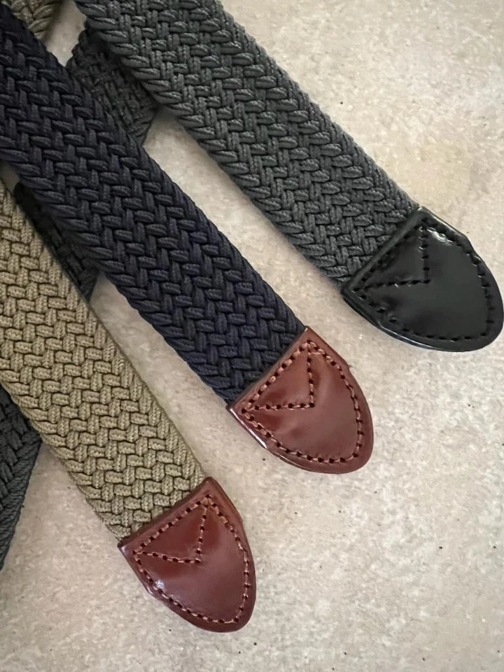 J.CREW Cinturón Elástico Tejido Hebilla Redonda LOTE DE 3 Azul Marino/Tostado/Carbón Nuevo con Etiquetas/NUEVO SIN ETIQUETAS Foto 2 de 4