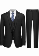 Men's 3 Piece Slim Fit Suit One Button Blazer Vest Pants Set for Business Weddin