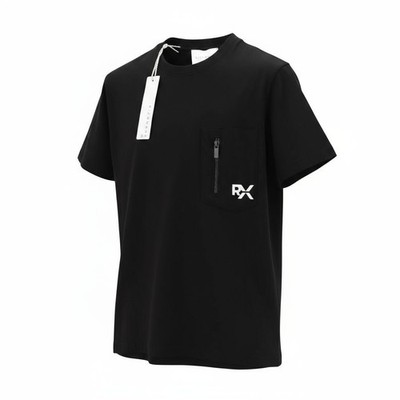 JOHN RICHMOND Men's T-Shirt M Black Crew Short Sleeve Cotton Zip Pocket Logo