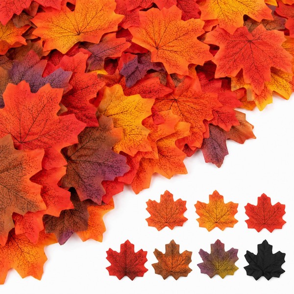 350X KüNstliche HerbstbläTter Deko AhornbläTter Mehrfarbig-image