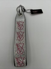 Victoria s Secret Rhinestone Monogram VS Keychain Bag Charm Silver Pink NWT