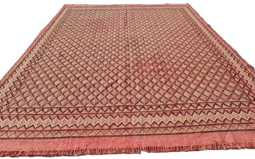 Rare Hand Knotted Vintage Morocco Sumouk Kilim Kilm Wool Area Rug 11 x 8 Ft