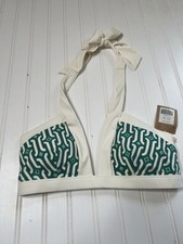 Boden Womens Ithaca Halter Bikini Top US 8 Green Geometric Swim NEW 392