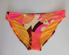 AERIE American Eagle Neon Orange Pink Tropical Floral Bikini Bottom Size M NWT