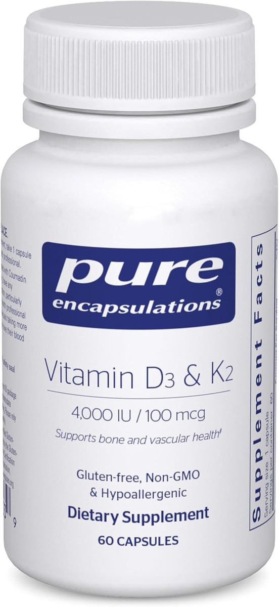 Pure Encapsulations Vitamin D3 K2 Bone & Immune Support 60 Capsules