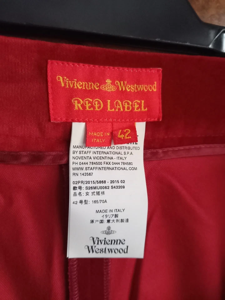 Vintage Vivienne Westwood Red Label, Red Velvet Skort, IT42/UK 10. Xmas New Year - Image 3 of 4