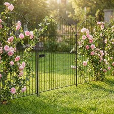 10 Panels No Dig Decorative Garden Fence with Gate Patio Animal Barrier Borders