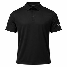 Under Armour Polo Shirt Mens 2XL Black HeatGear Loose Fit Short Sleeve Athletic
