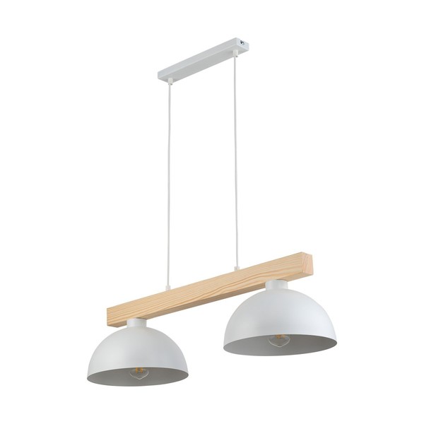 HäNgelampe Weiß Skandinavisch Metall Holz LäNglich E27 Pendelleuchte Esszimmer-image
