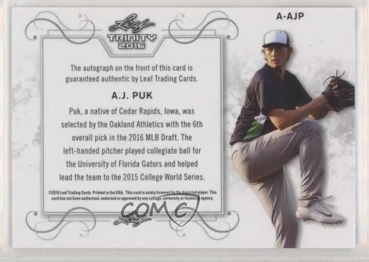 2016 Leaf Trinity Signatures AJ Puk #A-AJP Auto - Image 2 of 2