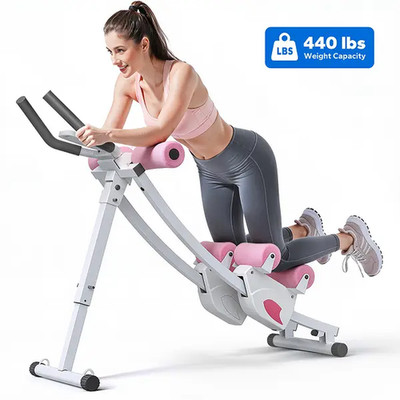 Merach Dual Track Ab Trainer with LCD Monitor, 440Lbs Capacity, Foldable Design