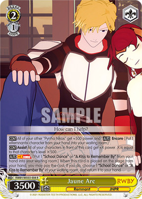 Jaune Arc - RWBY/WX03-004 - R Near Mint Weiss Schwarz RWBY