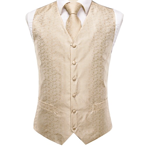 Men's Tuxedo Vest & Bowtie/Necktie Set, Classic Formal Waistcoat Paisley Floral - Picture 87 of 224
