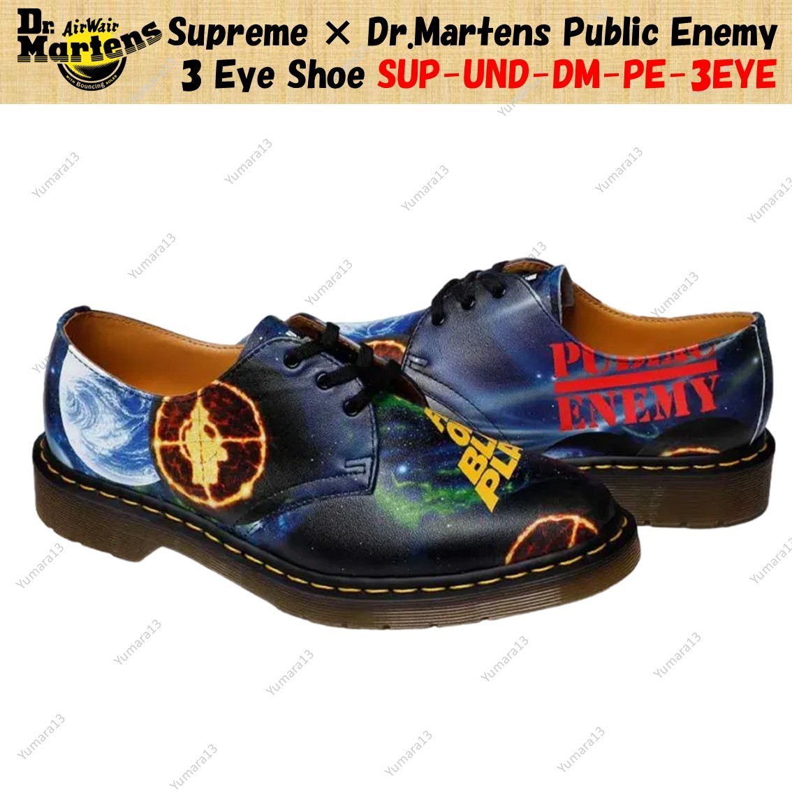 Supreme × Dr.Martens Public Enemy 3 Eye Shoe SUP-UND-DM-PE-3EYE Men's Size