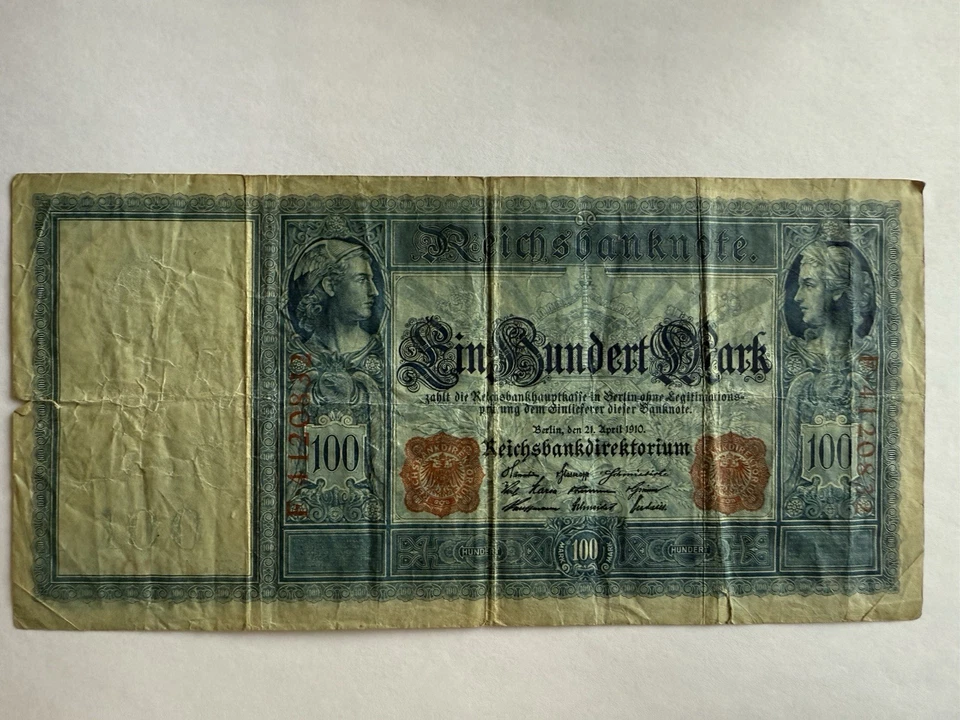 Green Seal 1910 Large German 100 Mark Banknote. Currency Germany Paper Money WW1 - Image 2 of 2