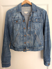 Madewell J.CREW Jean Jacket Cropped Size XS 100 cotton denim blue wash