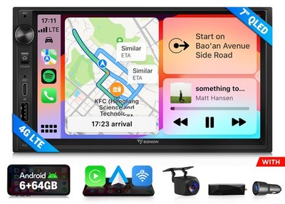 DAB+ Android Autoradio 7''QLED 2DIN Navi Radio Wireless CarPlay 6GB+64GB WiFi DSP