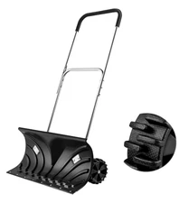 Snow Shovel with Wheels – Heavy-Duty 26" Snow Pusher with 6" Wheels