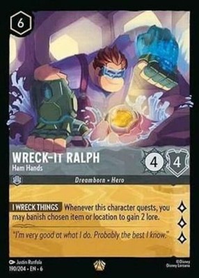 1x Wreck-It Ralph - Ham Hands - 190/204 - Legendary - Cold Foil NM-Mint Disney L