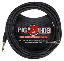 Pig Hog - PCH20BKR PC-H20BKR Right-Angle 1/4" to 1/4" Black Woven Guitar Inst...