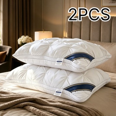 2pcs Quilted Luxurious Five-Star Bed Pillows, Moisture-Wicking And Breathable