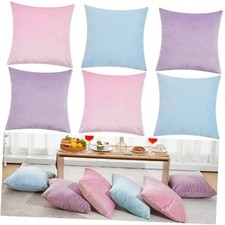 Pcs Velvet Throw Pillow Covers 18" x 18" Decorative Cushion 6 Macaron Color