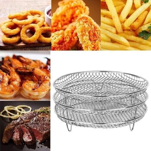 3 Tiers Air Fryer Rack Stainless Steel Holder Baking Tray Skewers For BBQ Rack++ - Picture 1 of 4