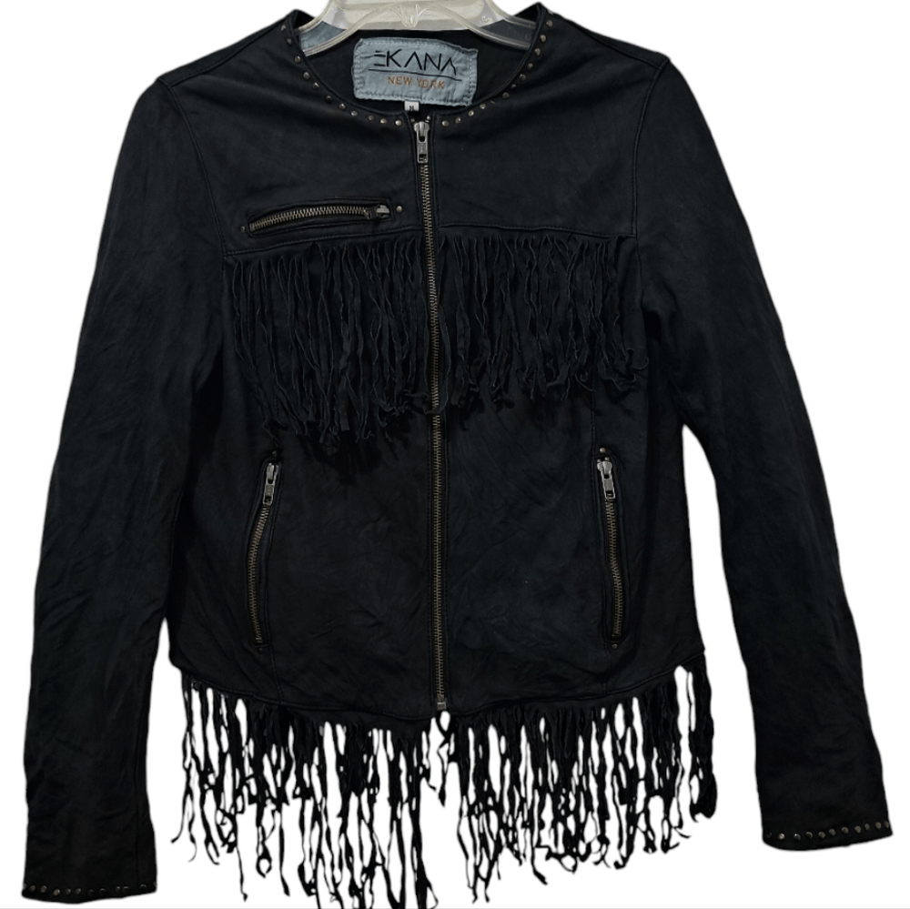 Y2K Gothic Cowgirl Jacket with Studs and Fringe - Ekana New York Streetwear