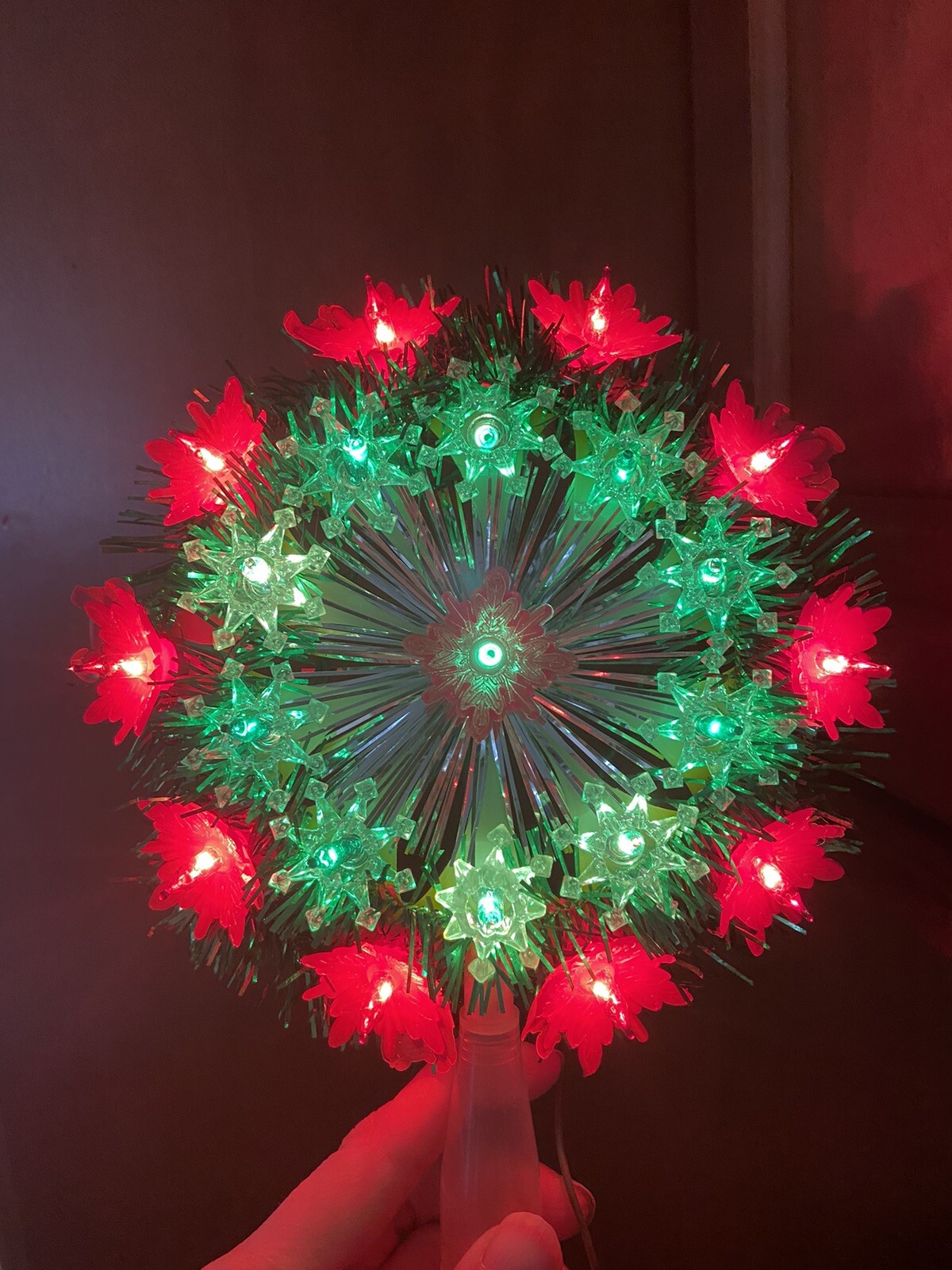 Vintage Light Up Tree Topper Poinsettia Round Deluxe Foil & Plastic eBay