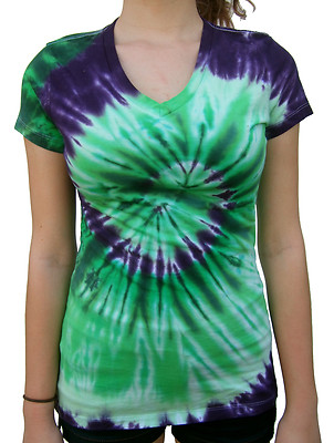 Tie Dye T-Shirt, V Neck, Women's (Regular Fit), Multi-color, 100% Cotton