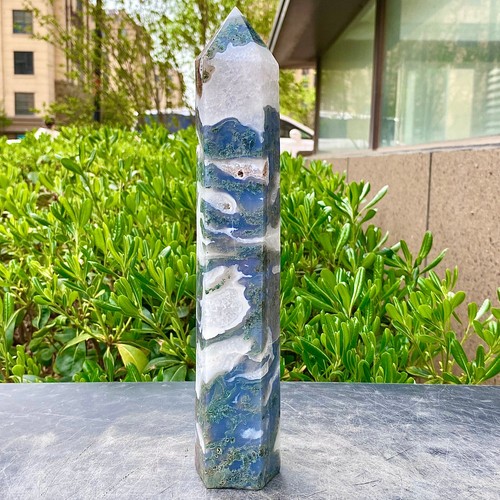 2LB Natural water grass agate water Obelisk crystal energy column - Picture 4 of 15