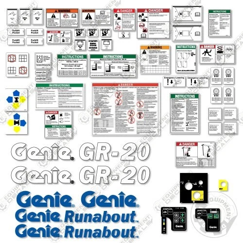 AFTERMARKET Fits Genie GR20 Decal Kit Runabout Vertical Mast Lift - GR-20000 to 59999