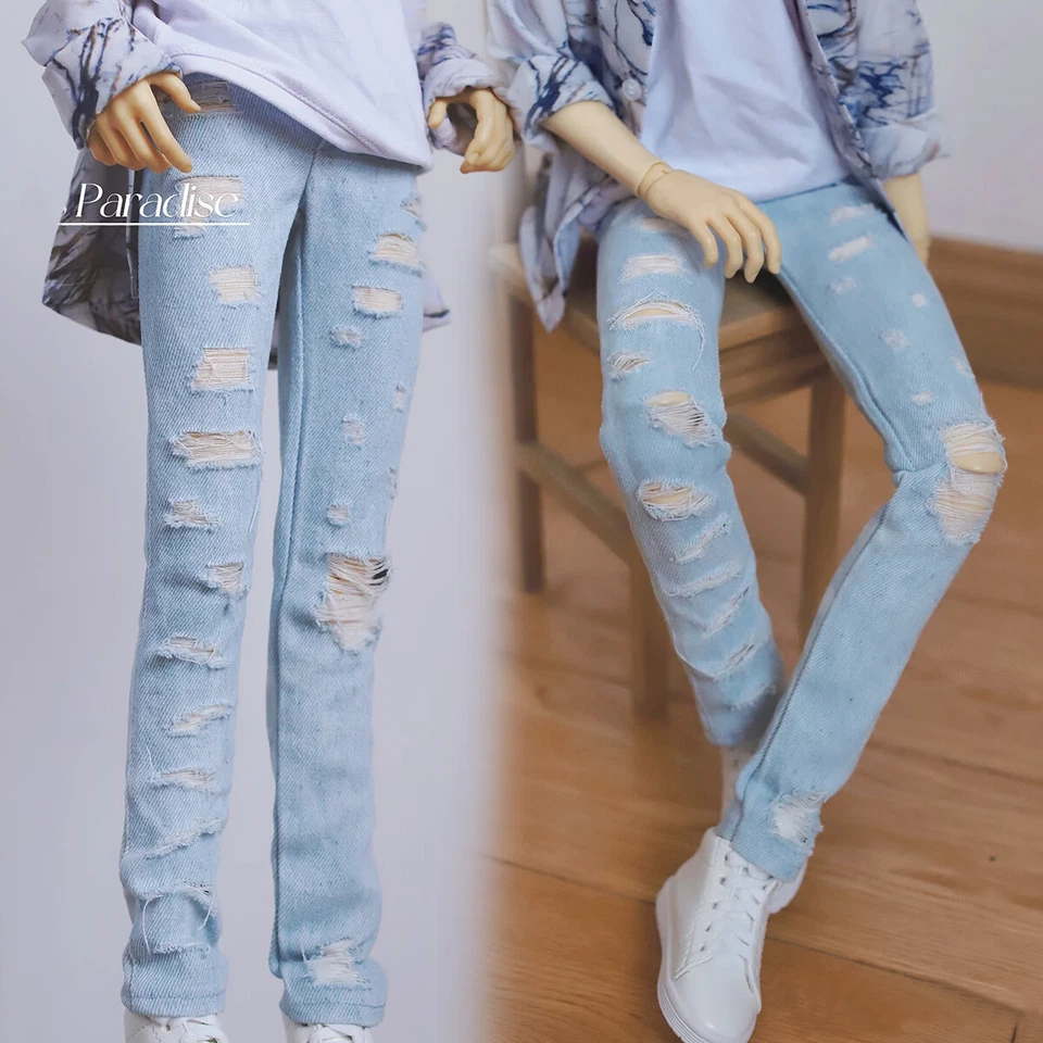 Pantalones vaqueros rasgados 1/4 1/3 DDMSD pantalones vaqueros POPO SSDF tío BJD ropa de muñeca Foto 2 de 4