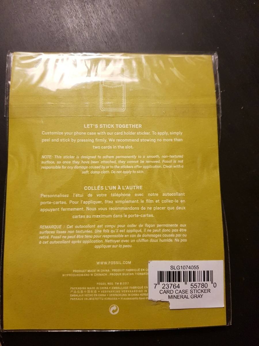 Rare & discontinued FOSSIL Mineral Gray Leather Card Case Sticker
