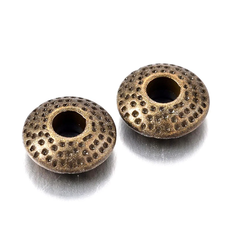 100pcs Bumpy Tibetan Alloy Donut Metal Beads Antique Bronze Loose Spacers 8x3mm - Image 2 of 2