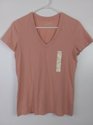 Short Sleeve V-neck Coral Tee Womens | eBay