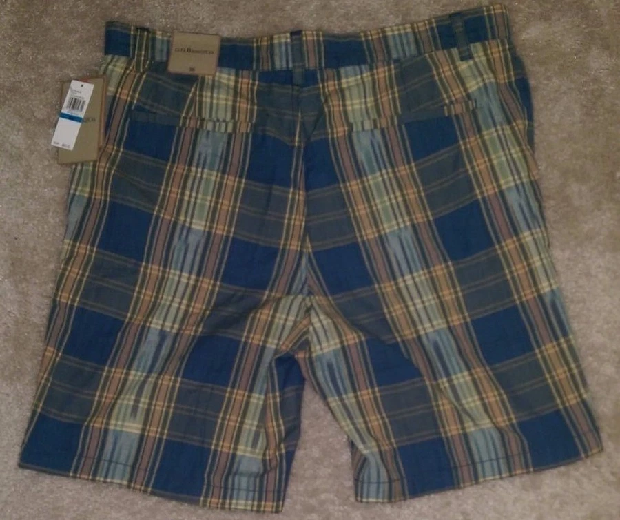 Pantalones Cortos GH Bass & Co Para Hombre Talla 36 Azul Amarillo Verde Rayas NUEVO Foto 3 de 3