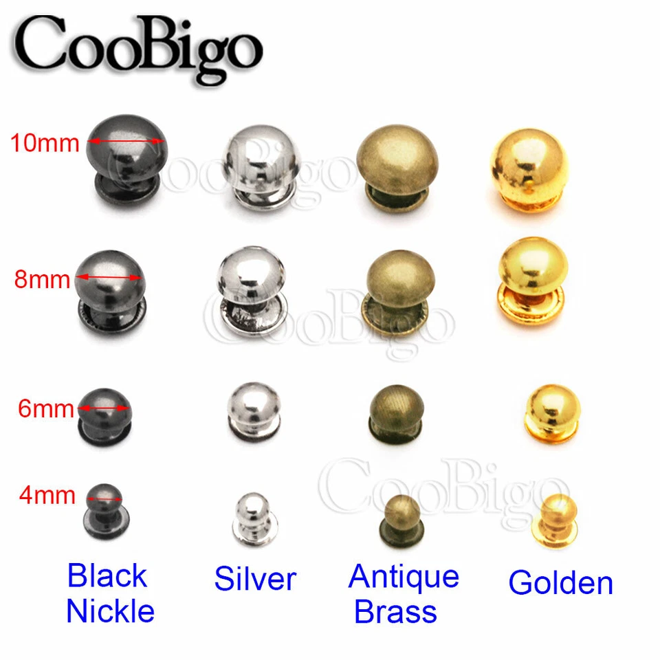100/200pcs Mushroom Double Cap Rivet 4mm~10mm Round Stud DIY Punk Leather Craft - Image 2 of 3