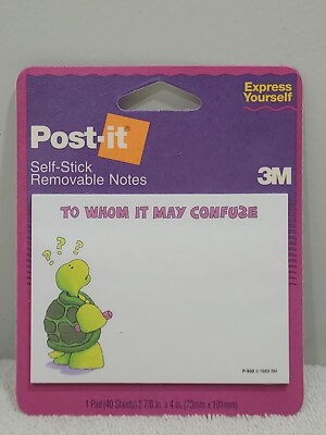 Vintage Turtle Post-it Note Pad 1994 New Sealed 40ct 3M Express Yourself U.S.A.