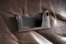 Genuine Real Leather Half Camera Case Bag Cover for Olympus OM1 OM2 OM3 Brown