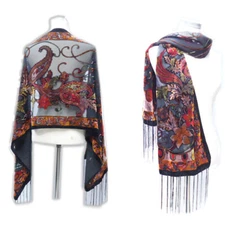 Luxury Color Floral Velvet Burnout Scarf Women High Quality Winter Hijab Lady