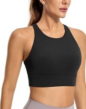 CRZ YOGA Women's Fitness Workout Yoga Bra Strappy Sports Bra- Black -Medium