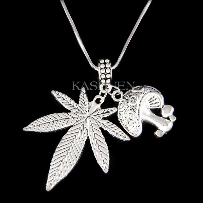 Weed charm necklace sale