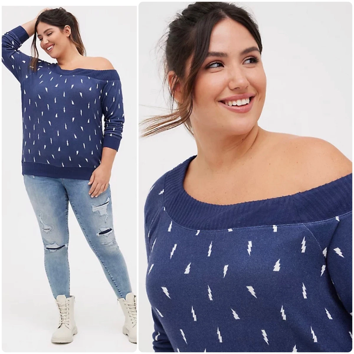 Plus size off shoulder hotsell sweatshirt