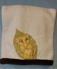 Lion King Simba Baby Blanket Leaf Cream Brown Trim