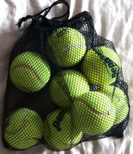 Penn Tennis Ball w/ Black Mesh Drawstring Bag Lot Yellow Felt 8 Pack Dog Toys