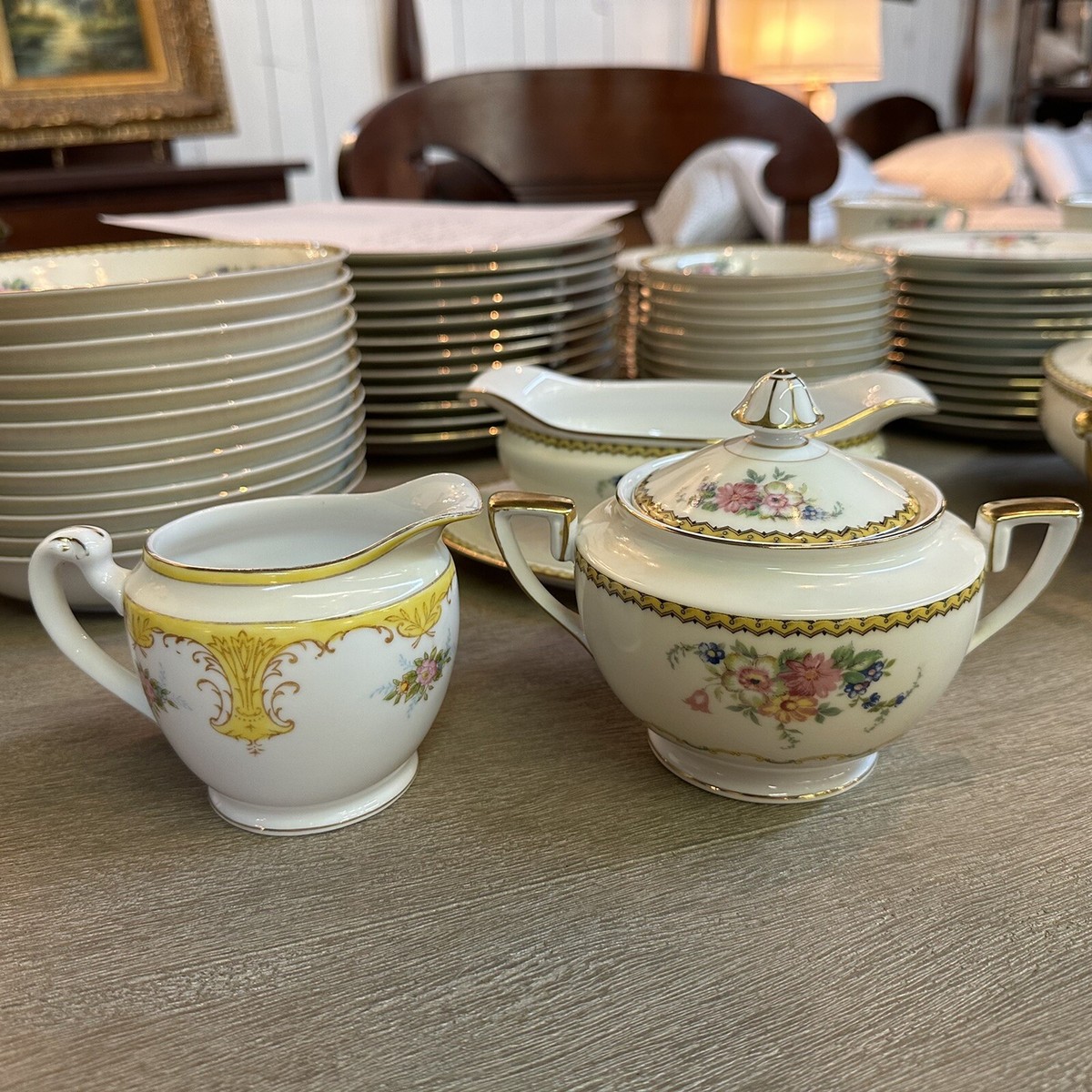 77 Piece Noritake M Japan Creamware China Setting 11 12 Dinner