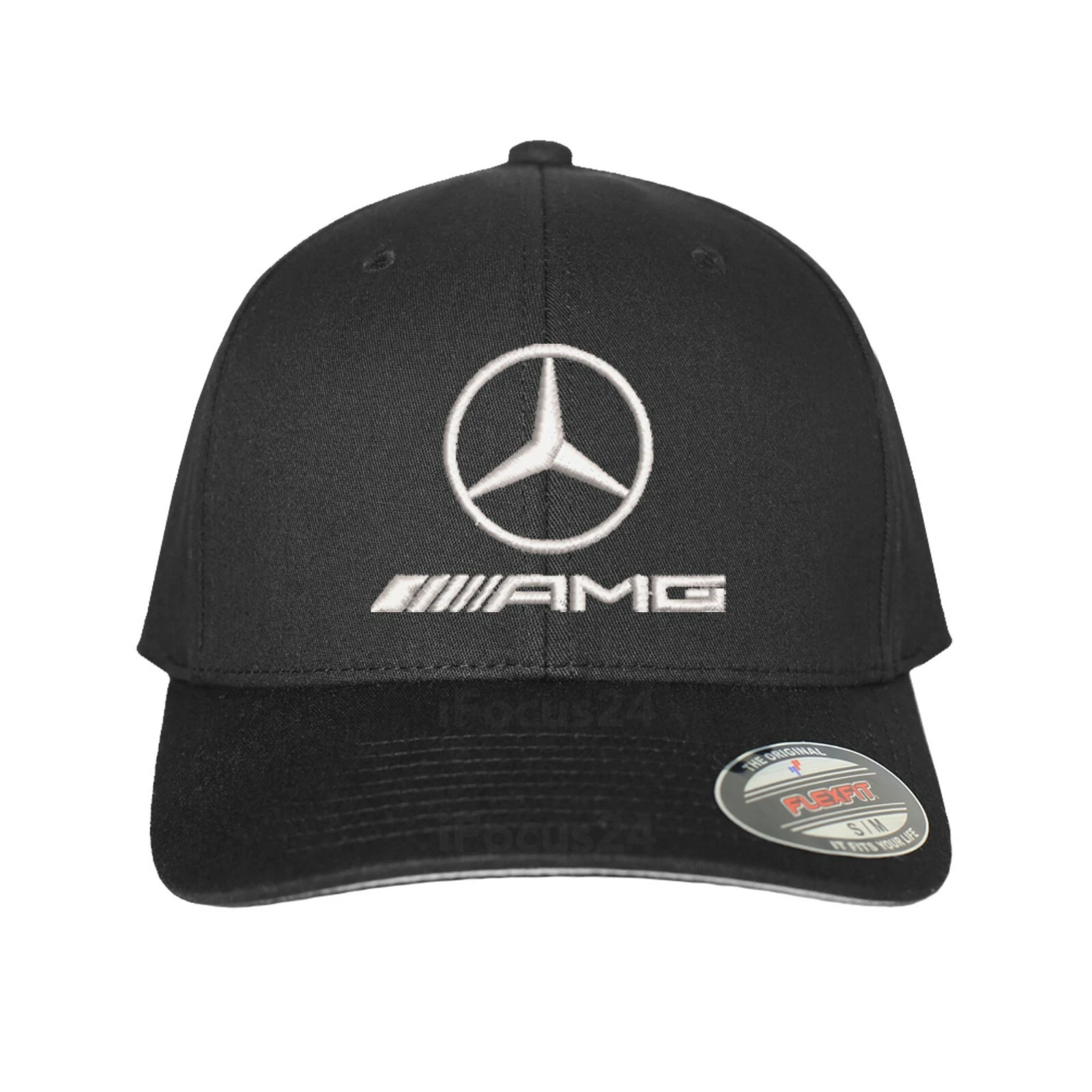 Mercedes -Benz AMG Fitted FlexFit Hat Embroidered Logo Racing Sport Black Cap